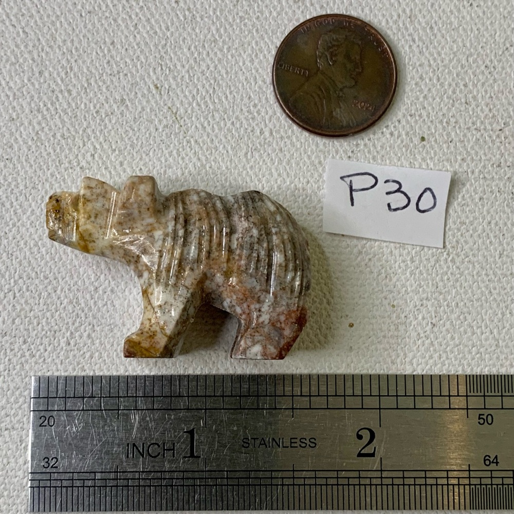 Soapstone Carved Bear Figurine Miniature Stone Spirit Animal Bear Carving 1.5" - Picture 12 of 14